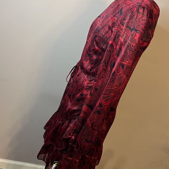 NWT Tommy Hilfiger Red & Black Ruffle Front Dress - Size 2 - Picture 10 of 16